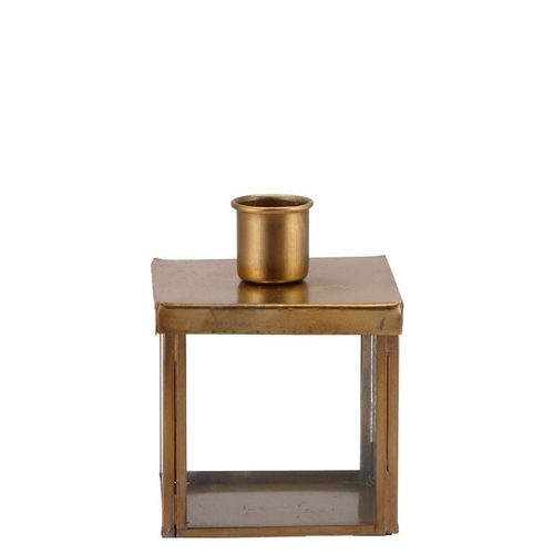 Kerzenständer Glas gold 8x8x8cm