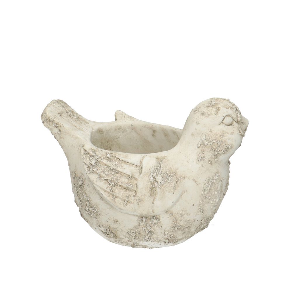 Keramik Übertopf Vogel creme 20x15x14.5cm