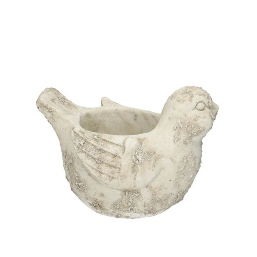 Keramik Übertopf Vogel creme 20x15x14.5cm