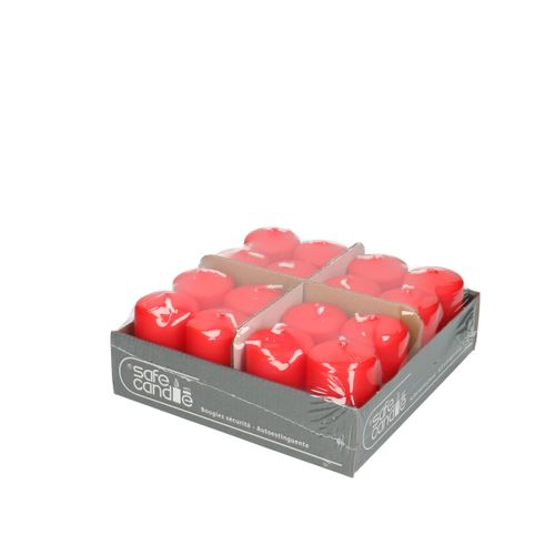 Stumpfkerze Safe hell rot D04cm H06cm