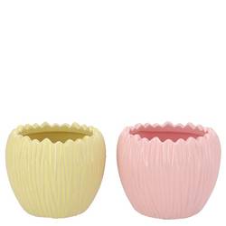 Keramik Übertopf Ella Rund mix rosa/gelb 12x12x10cm