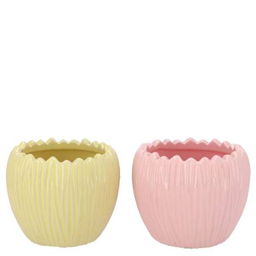 Keramik Übertopf Ella Rund mix rosa/gelb 12x12x10cm