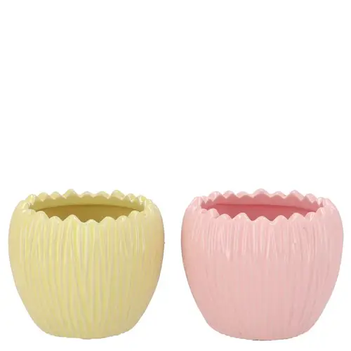 Keramik Übertopf Ella Rund mix rosa/gelb 12x12x10cm