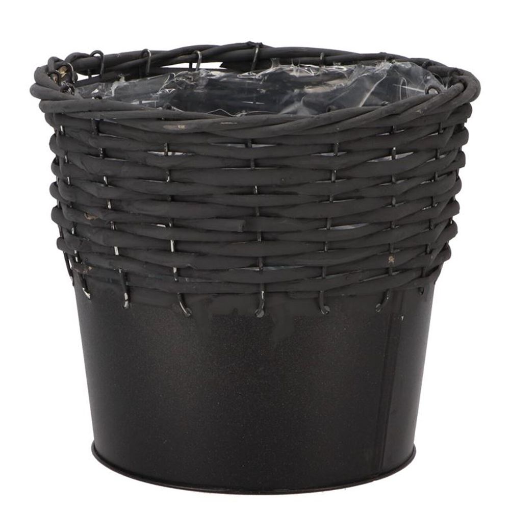 Korb Weide/Zink schwarz D20cm H18cm