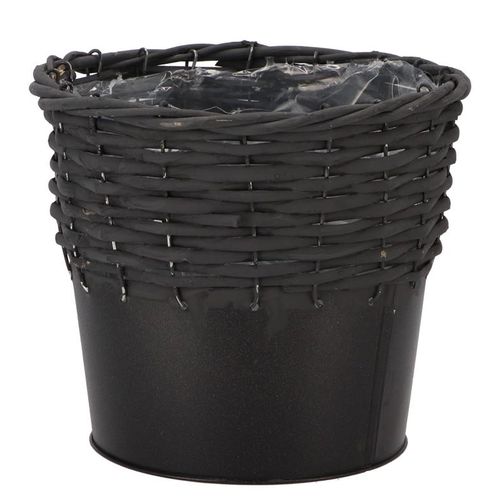 Korb Weide/Zink schwarz D20cm H18cm