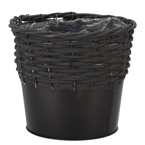 Korb Weide/Zink schwarz D20cm H18cm