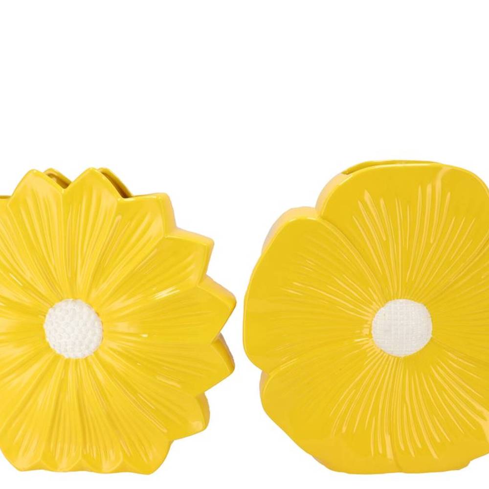 Keramik Vase Daisy Bloom gelb 40x11x40cm