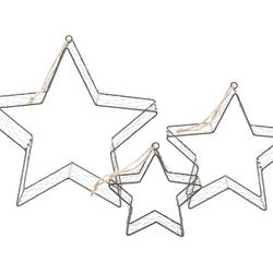 Hänger Stern 3/Set Metall schwarz 38x10x38cm
