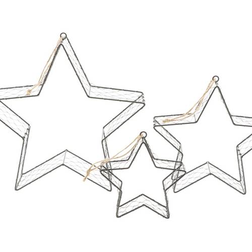Hänger Stern 3/Set Metall schwarz 38x10x38cm