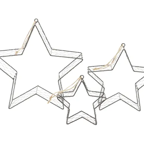 Hänger Stern 3/Set Metall schwarz 38x10x38cm