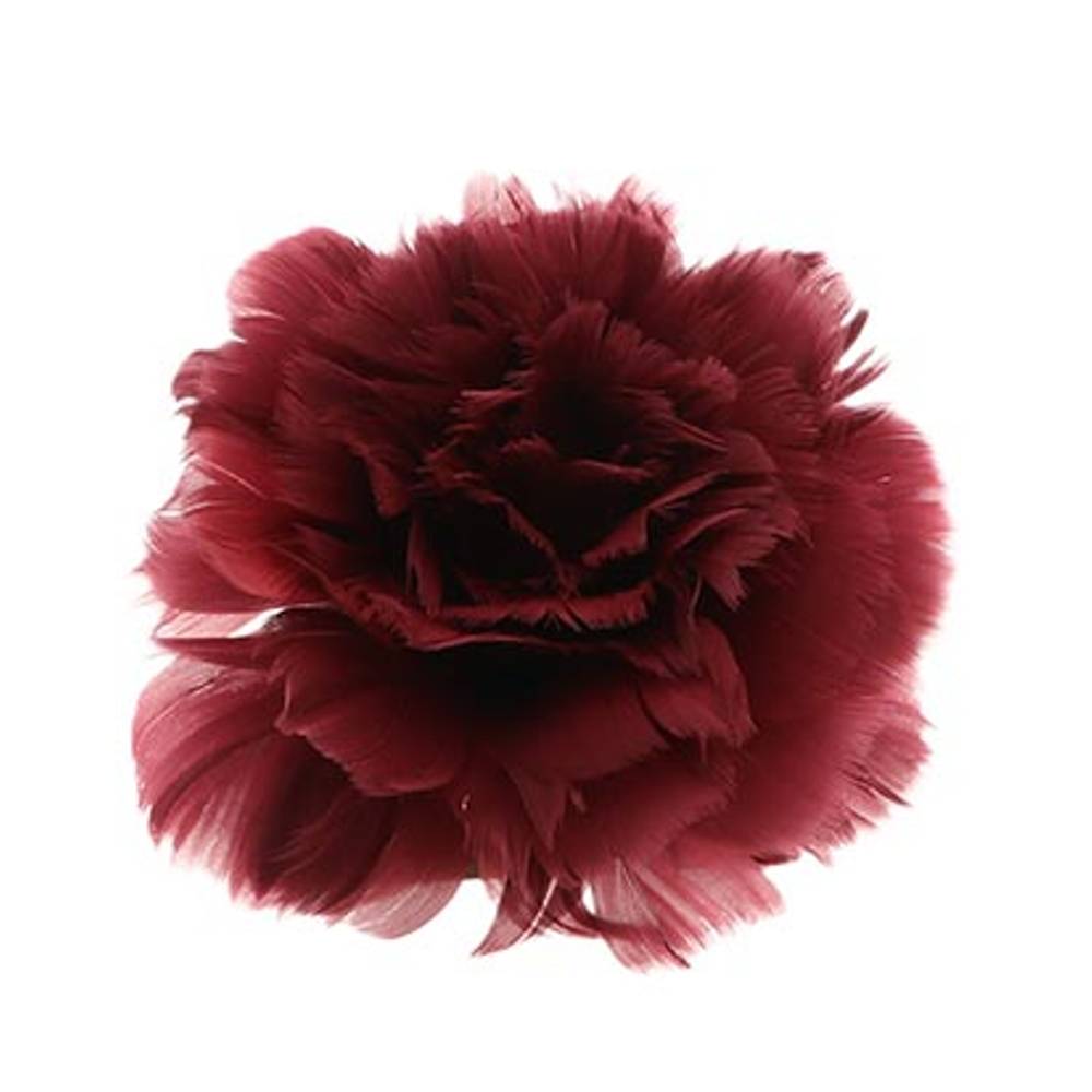 Klammer Feder Rose weinrot D11cm