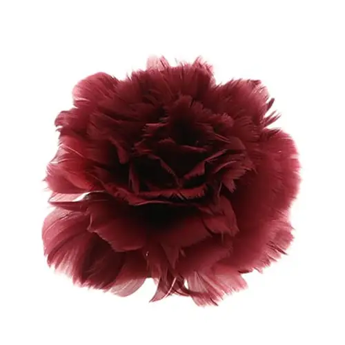 Klammer Feder Rose weinrot D11cm