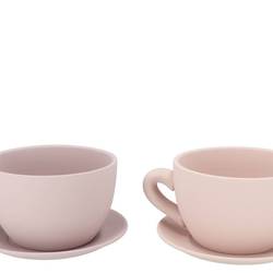 Keramik Übertopf Tasse Chai mix creme 23x19x12cm