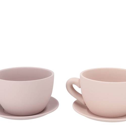 Keramik Übertopf Tasse Chai mix creme 23x19x12cm