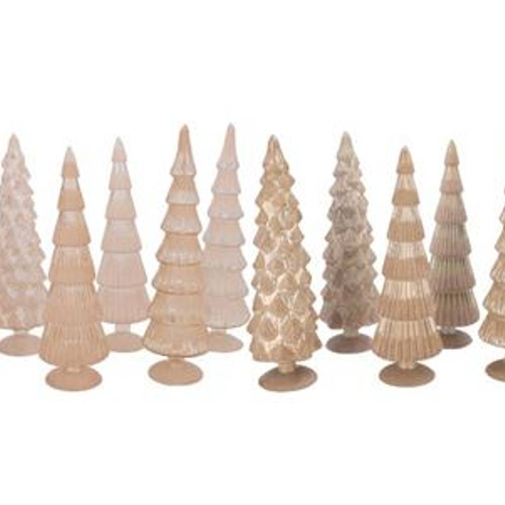 Glas Baum Twinkle Velvet mix creme 10x35cm