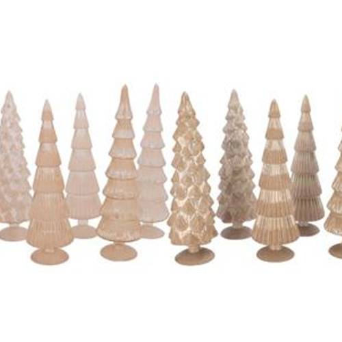 Glas Baum Twinkle Velvet mix creme 10x35cm