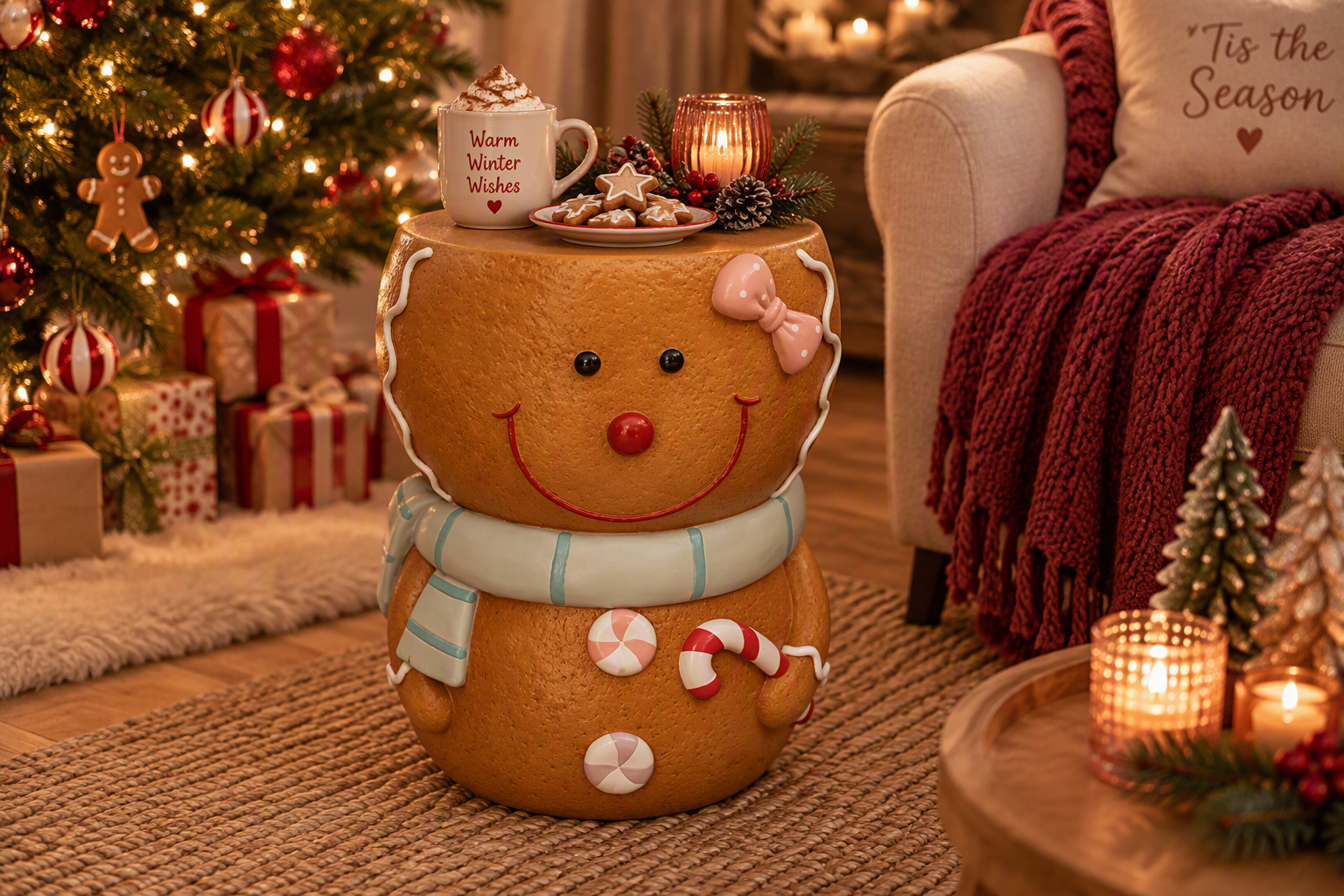 Beistelltisch Lebkuchen braun D38cm H45cm
