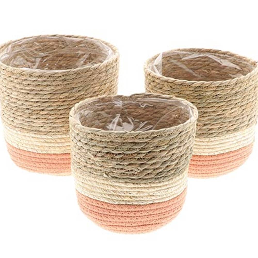 Korb Nora 3/Set natur rosa D23cm H23cm