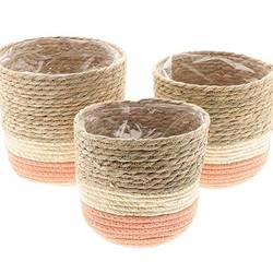 Korb Nora 3/Set natur rosa D23cm H23cm