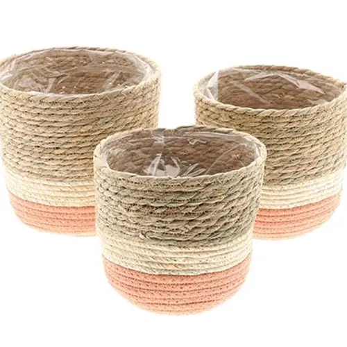 Korb Nora 3/Set natur rosa D23cm H23cm