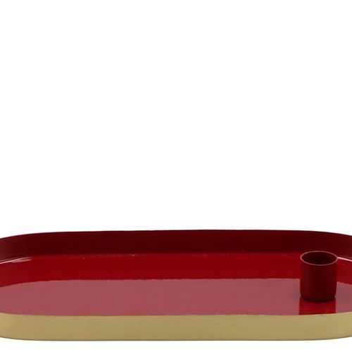 Kerzenständer Teller rot Oval 30x14x2,5cm