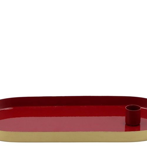 Kerzenständer Teller rot Oval 30x14x2,5cm
