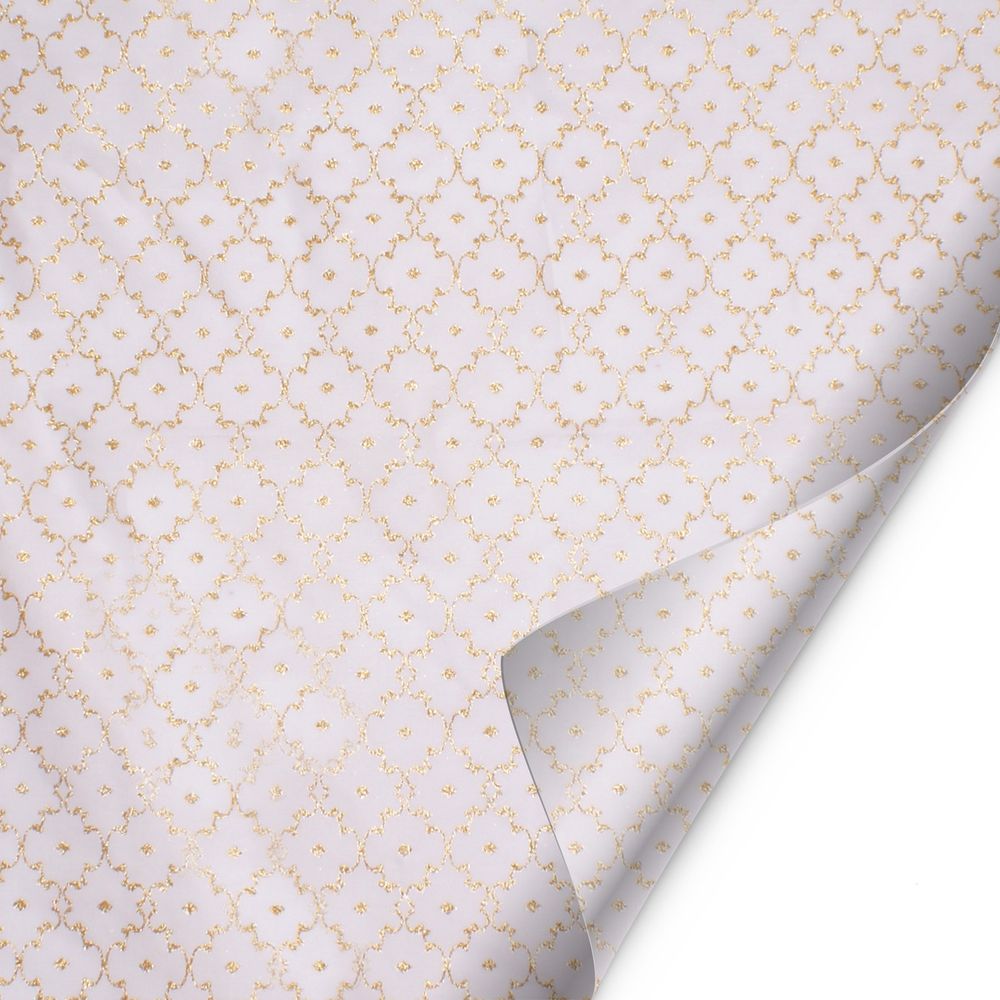 Dekostoff Blatt Satin Shadai weiss 47x47cm