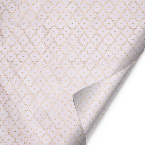 Dekostoff Blatt Satin Shadai weiss 47x47cm