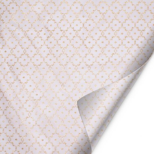 Dekostoff Blatt Satin Shadai weiss 47x47cm