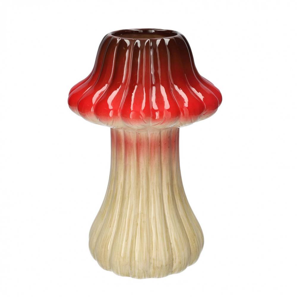 Keramik Vase Pilz rot D08/18cm H28.5cm