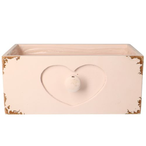 Holz/Herz Schublade rosa 23x13x10cm