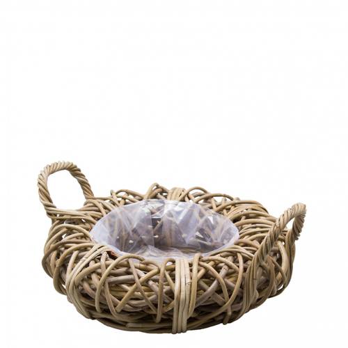 Rattan Topf Terima +Henkel braun D30cm H09cm