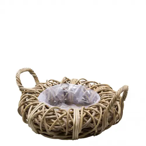 Rattan Topf Terima +Henkel braun D30cm H09cm