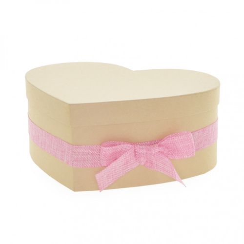 Hatbox Herz+schleife rosa 20x25x10cm