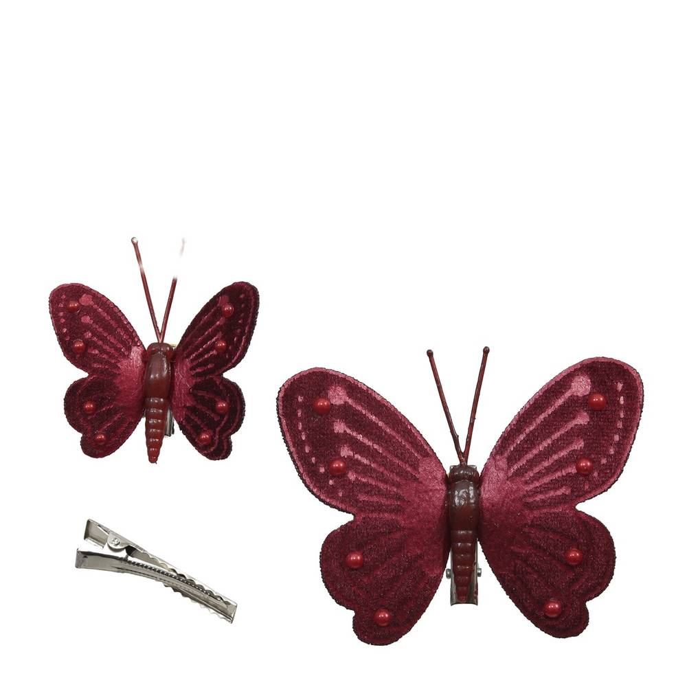 Schmetterling auf Clip dunkel rot 05-08cm