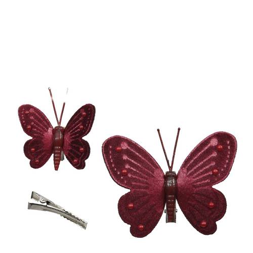 Schmetterling auf Clip dunkel rot 05-08cm