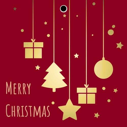 Karte Merry Christmas rot 07x07cm x20