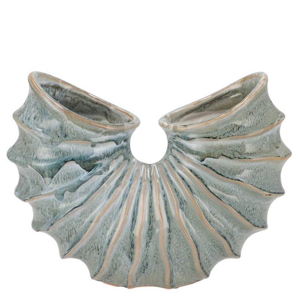 Keramik Vase Sifan Shell blau 26x8x21cm