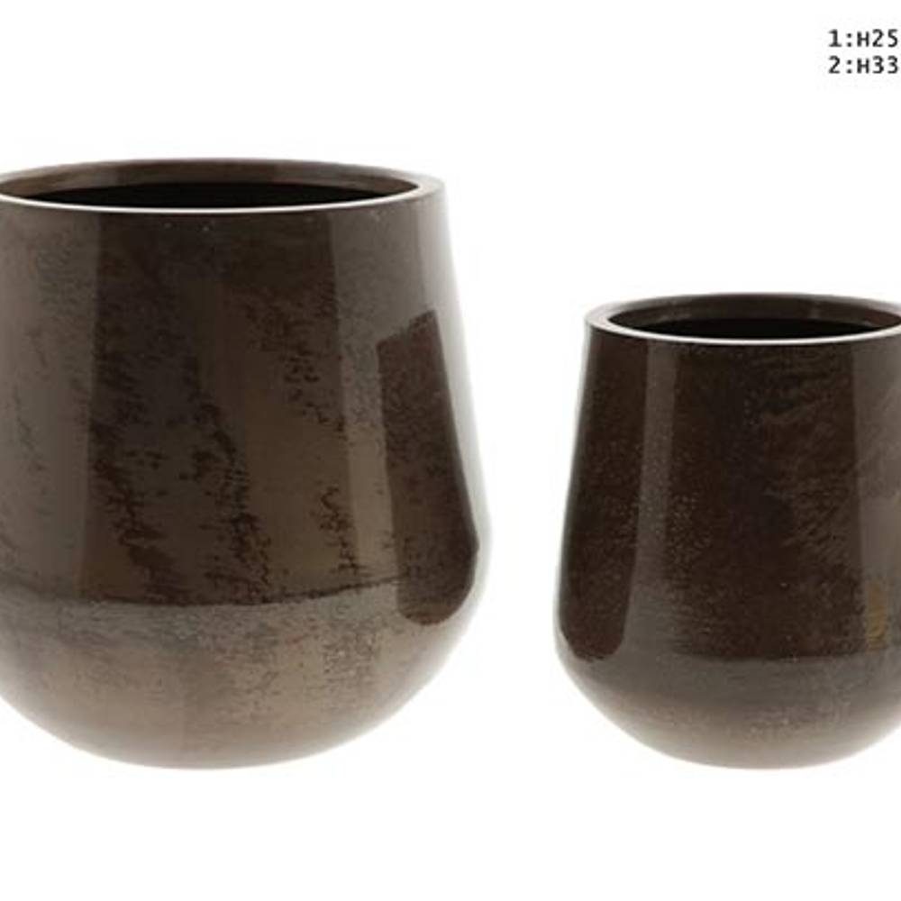 Metall Übertopf Venato 2/Set braun D35cm H33cm