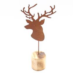 Elchkopf auf Holz rostig D10cm H16cm