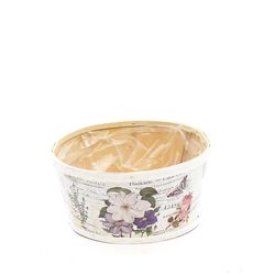 Holz Übertopf Blume creme D22cm H11cm