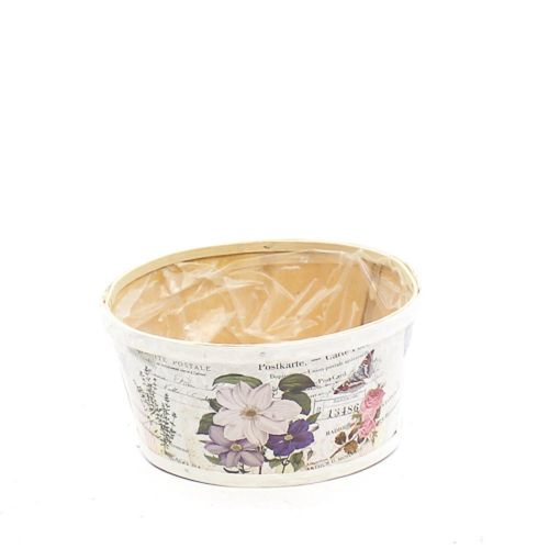 Holz Übertopf Blume creme D22cm H11cm