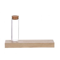 Glas Rohr mit Kork Holz D03cm H10cm