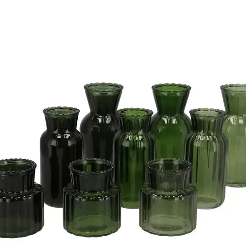 Glas Vase Jazz Majestic mix grün D07cm H14cm