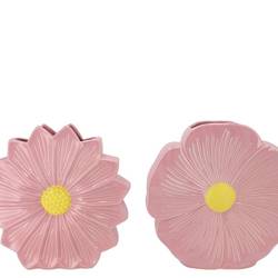 Keramik Vase Daisy Bloom mix rosa/gelb 30x09x30cm