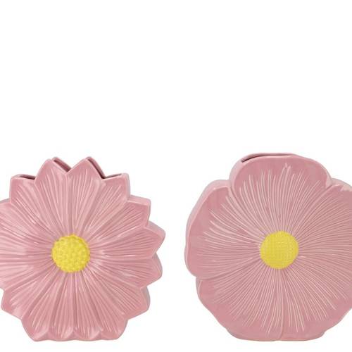 Keramik Vase Daisy Bloom mix rosa/gelb 30x09x30cm