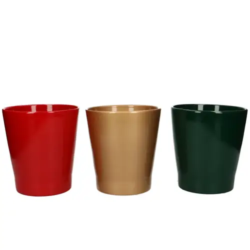 Keramik Orchidee Topf mix rot D13cm H14cm