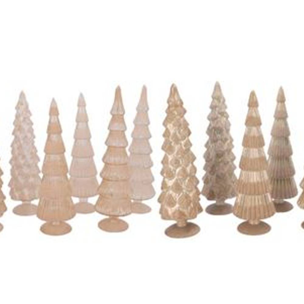 Glas Baum Twinkle Velvet mix creme 10x30cm
