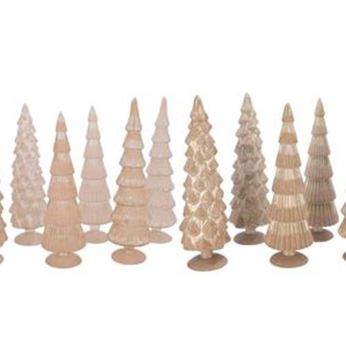 Glas Baum Twinkle Velvet mix creme 10x30cm