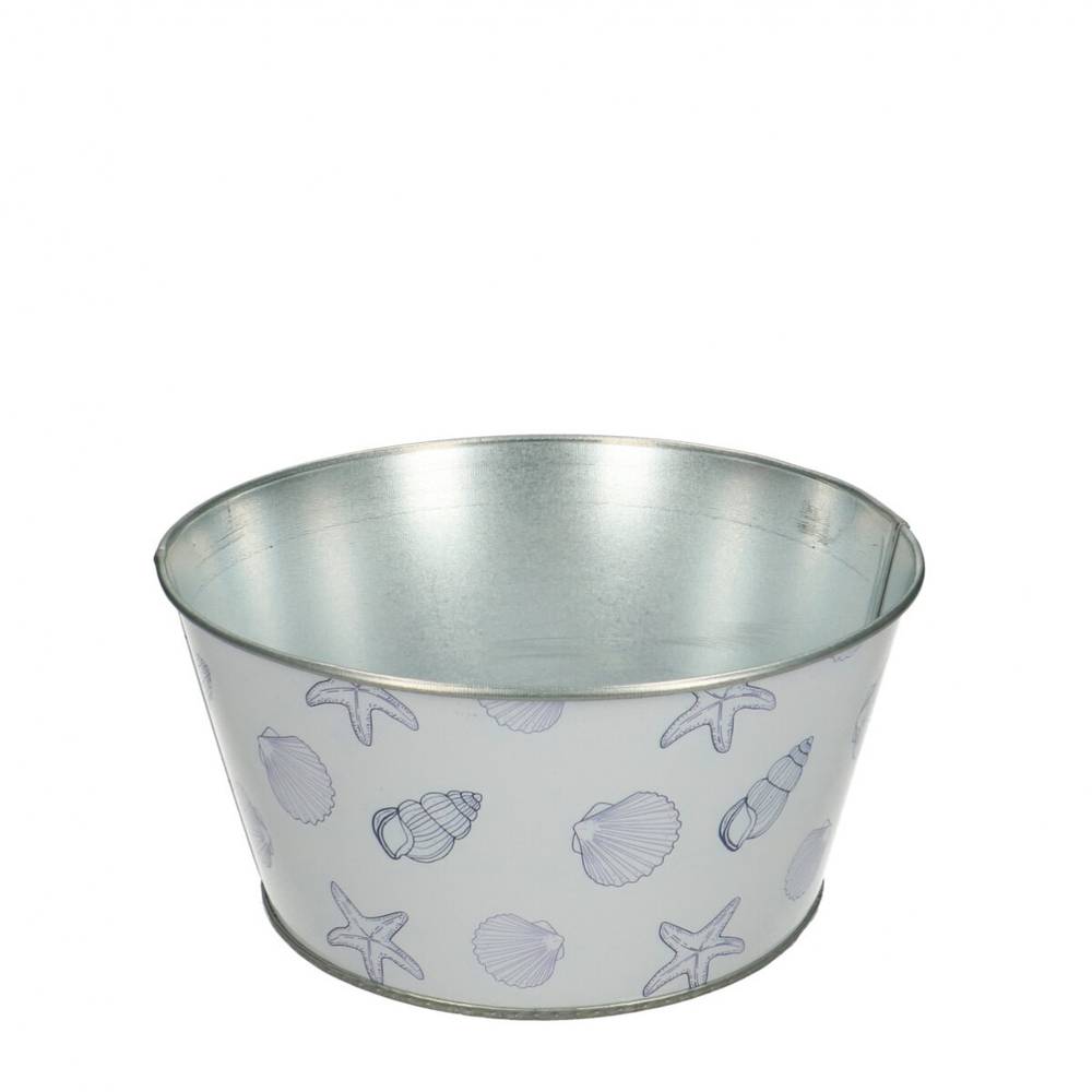 Zink Übertopf Ocean weiss D18cm H09cm 